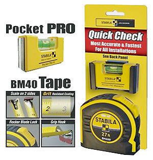 STABILA 11927 Pocket PRO Magnetic Level &amp; BM 40 Tape Measure 27ft