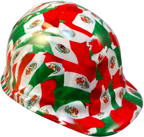 Hydro dipped cap style hard hat with ratchet suspension- mexican flag for sale