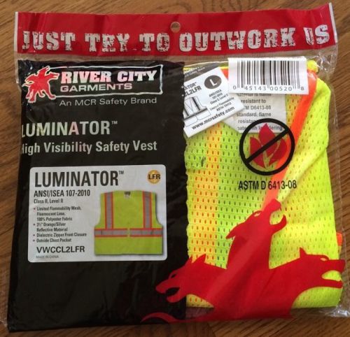 LUMINATOR High Visibility Safety Vest~Class II/Level II~Orange Silver~NEW! LARGE