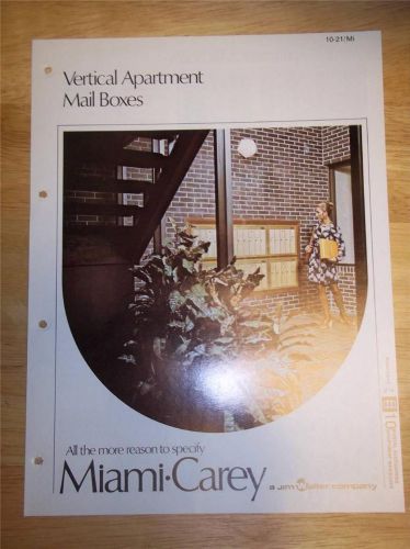 Vtg Miami-Carey Catalog~Vertical Apartment Mail Boxes~Jim Walter Co