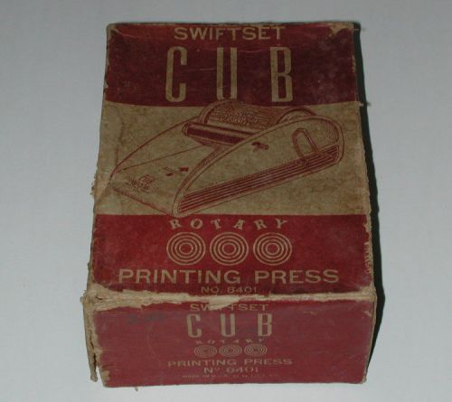 Swiftset Cub Rotary Printing Press With Instructions USA