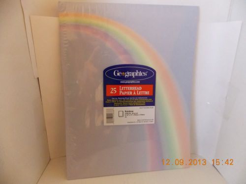 Geographics letterhead Rainbow 25 sheets 8 1/2&#034; x 11&#034; 24# NIB computer paper
