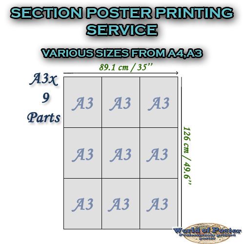 Gloss Colour Section Poster printing service A3 A4