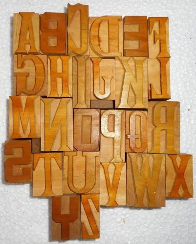 Vintage letterpress letter wood type printers block a to z  collection  b837 for sale