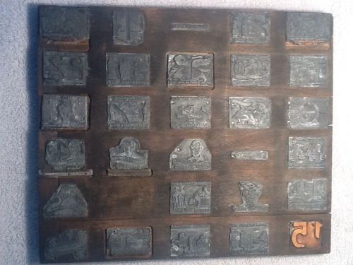 Antique Print Type Blocks Of Historic Events, 29 Pcs. Copper