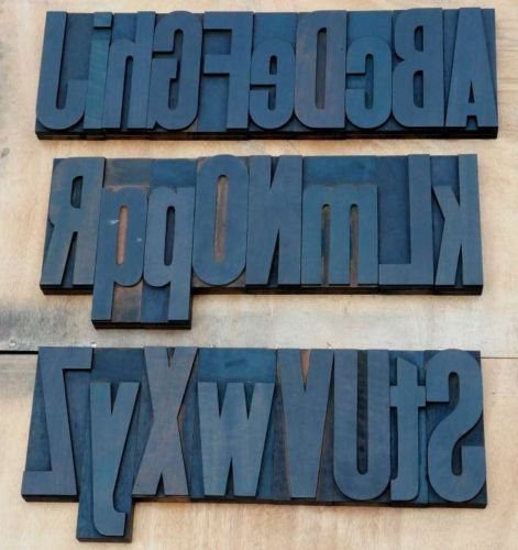 A-Z mixed alphabet 7.09&#034; letterpress wood printing blocks type ABC letterform