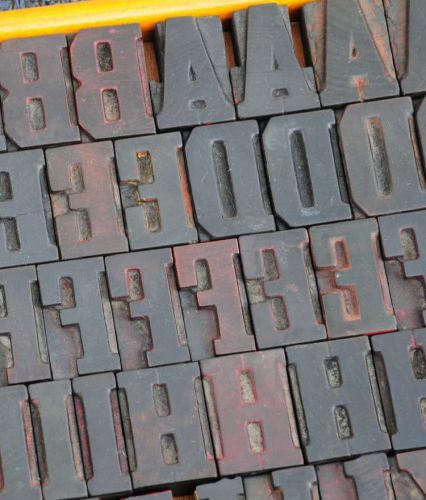 letterpress wood printing blocks 202 pcs 1.77&#034; tall type woodtype serif font ABC