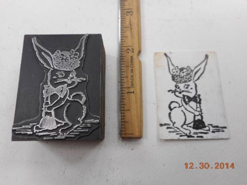 Letterpress Printing Printers Block, Bunny Rabbit in Easter Bonnet