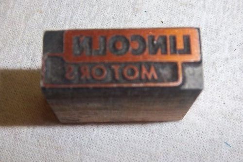 Lincoln Motors logo vintage printing press plate wood brass newspaper
