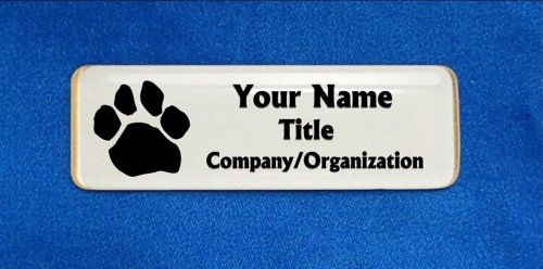 Paw Print Custom Personalized Name Tag Badge ID Black Pets Vet Shop Shelter Dog