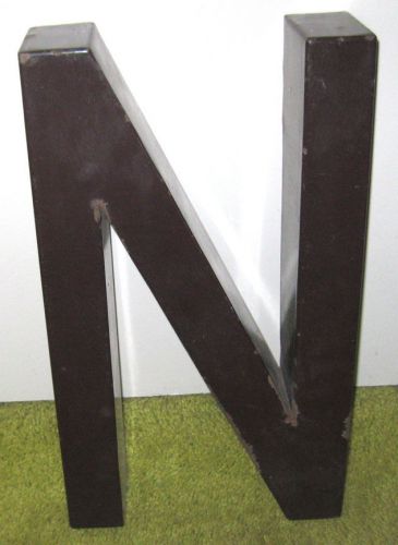 Sign 18&#034; letter n metal brown enamel finish wall hanging initial for sale