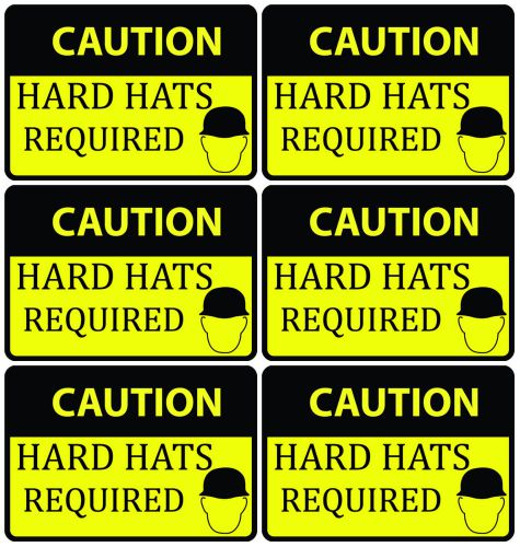 6x Yellow Cation Hard Hats Required Construction Practice Safety Signs Sign USA