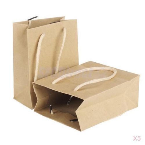 5x 10pcs Brown Paper Gift Jewelry Retail Party Bag Food Carrier Bags 4.3x5.5&#034;