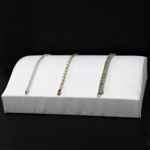 Bracelet Display Large Contour Style White Faux Leather