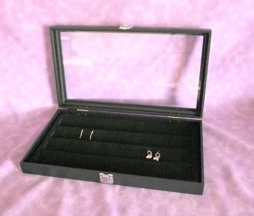 GLASS TOP JEWELRY DISPLAY CASE FOR 48 EARRINGS