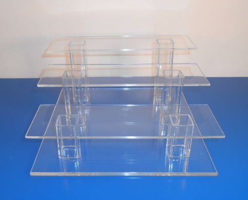 3 acrylic display risers - (3x9x4) - (3x9x3) - (3x9x2) x 1/8&#034; - on a 1/4&#034; base for sale