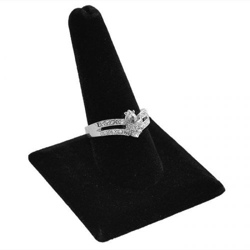 SQUERE BASED (1) FINGER DISPLAY BLACK VELVET JEWELRY RING DISPLAY SHOWCASE STAND