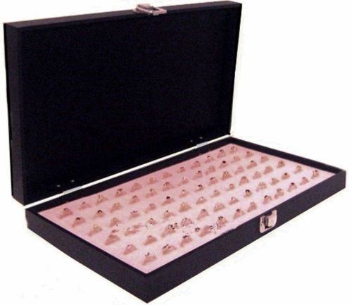 Solid Top Lid Pink 72 Ring Jewelry Display Box Case