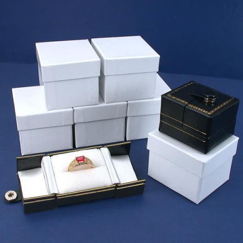 6 Black Leatherette Snap Closure Ring Boxes Displays
