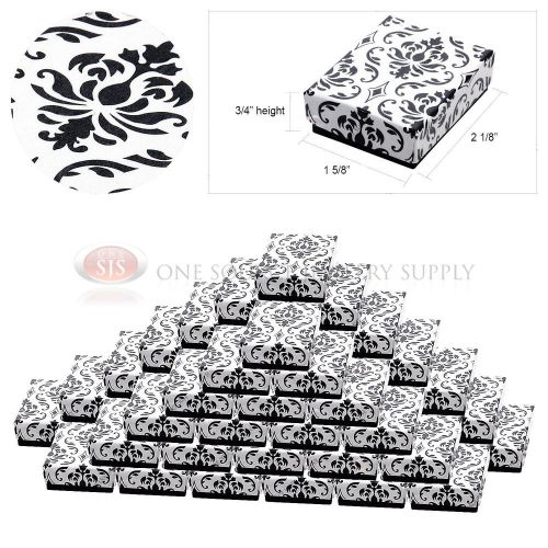 50 damask print gift jewelry cotton filled boxes 2 1/8&#034; x 1 5/8&#034; x 3/4&#034; rings for sale