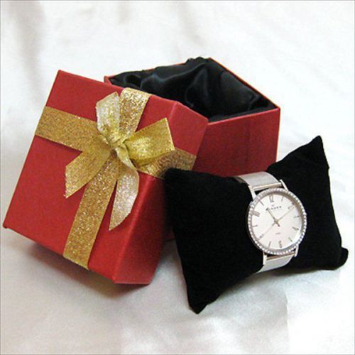 2 pcs RED BOW WATCH BRACELET GIFT DELUXE BOX w/ PILLOW
