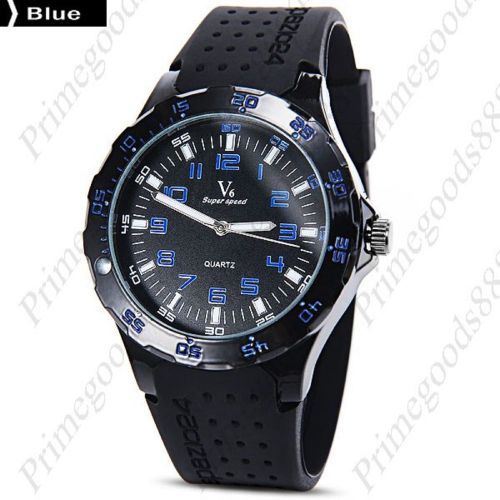 V6 Quartz Round Super Speed Black Wrist Men&#039;s Wristwatch Free Shipping Blue