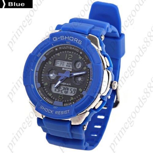 Dual Time Mode Digital Electronic Watch Wrist Watch Timepiece Unisex in Blue