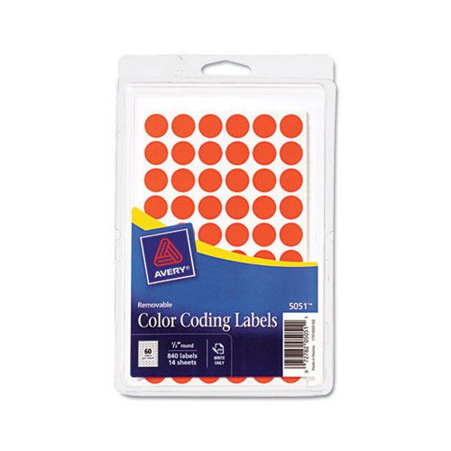 Avery Removable Self-Adhesive Round Color-Coding Labels Neon Red