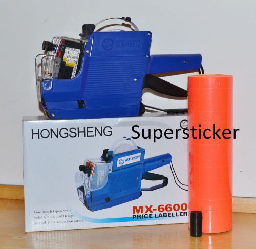 Mx-6600 10 digits 2 lines price tag gun labeler +1 ink + 14 rolls red 500 tags for sale