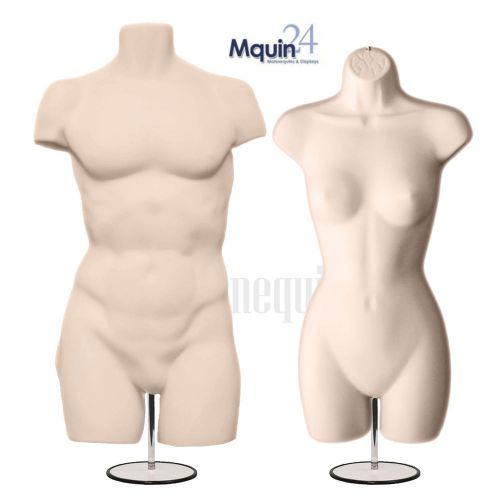 Male &amp; Female MANNEQUIN FORMS FLESH w/ Metal Stands and Hooks for HANGING PANTS