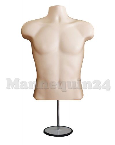 Flesh male torso mannequin body form +  metal stand and hook for hanging / pants for sale