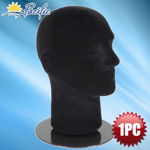 HALLOWEEN Male foam black velvet MANNEQUIN head holder base display wig hat 11&#034;