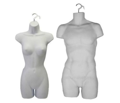 WHITE Female &amp; Male Body Form Mannequins (2 pcs) NEW
