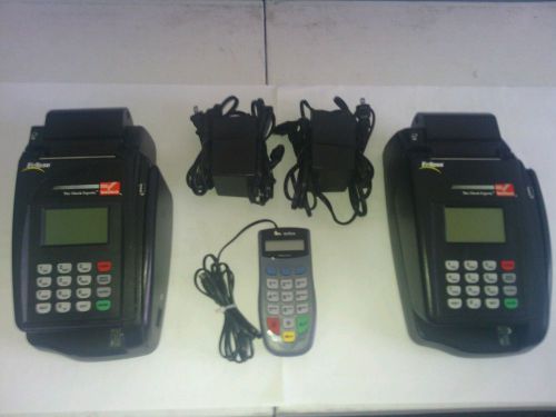 2 VERIFONE ECLIPSE TELECHECK &amp; CREDIT CARD MACHINES, TERMINALS POS W/ PIN PAD.