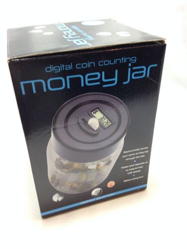 $24 MONEY JAR COLLECTION DIGITAL COIN COUNTING U.S COINS LCD SCREEN EASY ACCESS