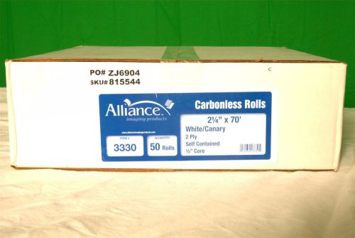 2 1/4&#034; x 70&#039; 2-ply alliance img carbonless pos receipt paper - 50 new rolls for sale