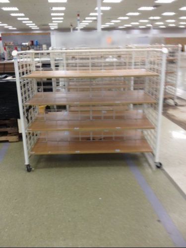 Grid Shelves Rolling Upscale Used Store Fixtures White &amp; Wood Shoes Clothing etc