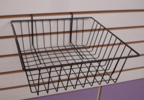 Black grid wire basket for slat wall set of 5  12&#034;x12&#034;x4&#034; for sale