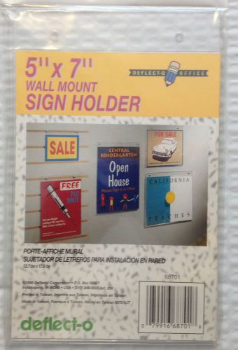 Deflecto Sign Holder, Wall Mount, 5&#034; X 7&#034;, 12.7 cm X 17.8 cm New