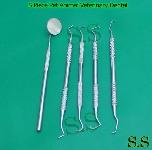 5 Piece Pet Animal Veterinary Dental Cleaning Scraping Picks Probes Dog Canine