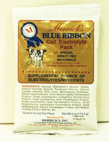 Blue ribbon calf electrolyte probios (4oz) sick dehyrated scouring calf *lot 12* for sale