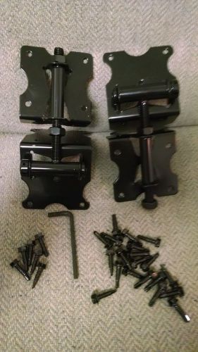 Set Black Powder Coated S/S Hinges for Vinyl, PVC, Wood Gate Self Closing Adjust