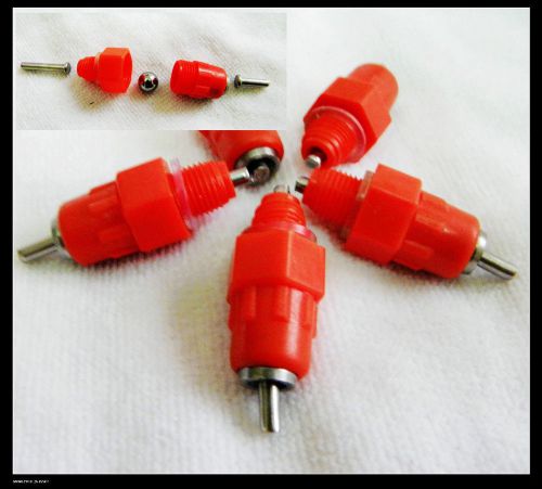 10pcs red water nipple drinker poultry chicken duck screw in 360 angle / degree for sale