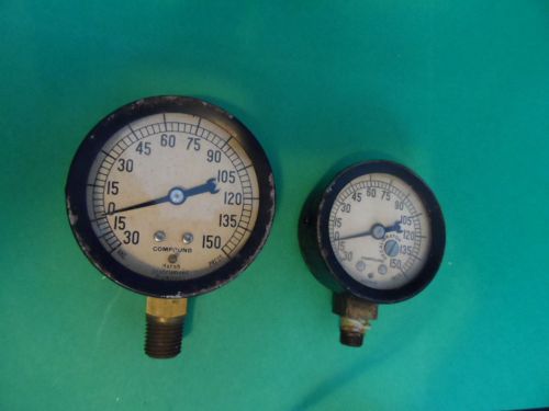 2 vintage marsh instrument company marshalltown vac. air gauges 0-150 steampunk for sale