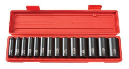 TEKTON 4880 1/2&#034; Drive Deep Impact Socket Set, 3/8&#034;-1-1/4&#034;, SAE, Cr-V, 14 Socket