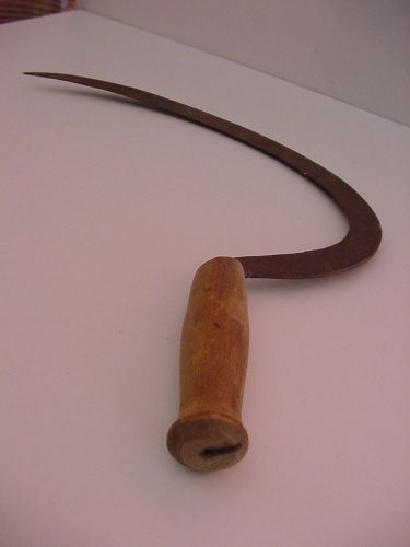 Antique Sickle Scythe England Cast Steel Serrated Blade Hand Tool Cutter Knife