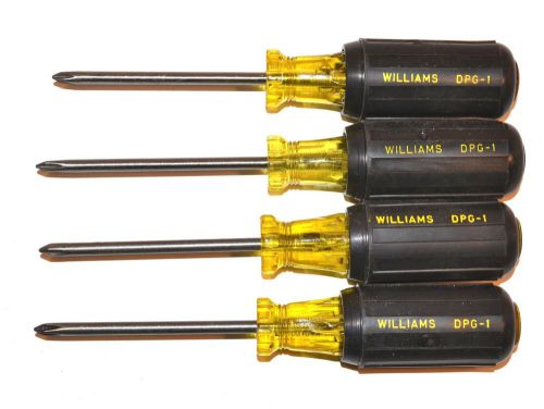4 nos williams usa #1 x 3&#034; blade vinyl grip  phillips tip screwdriver #dpg-1 for sale