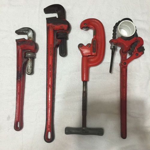 Rigid plumber tool pkg s-2 compound leverage 2-a pipe cutter 24&#034; and 18&#034; wrench for sale