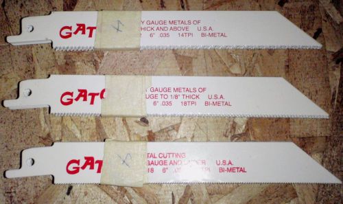 NEW Gator Reciprocating 6 Inch Saw Blades 12 total MIXED 14 18 &amp; 24 TPI FREE S&amp;H