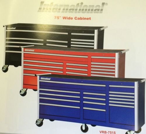 International tool box  75&#034; wide cabinet red, black, blue for sale